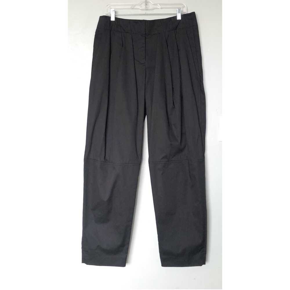 Alexander Wang Black Cotton Front Pleats High Rise Pants Size 8